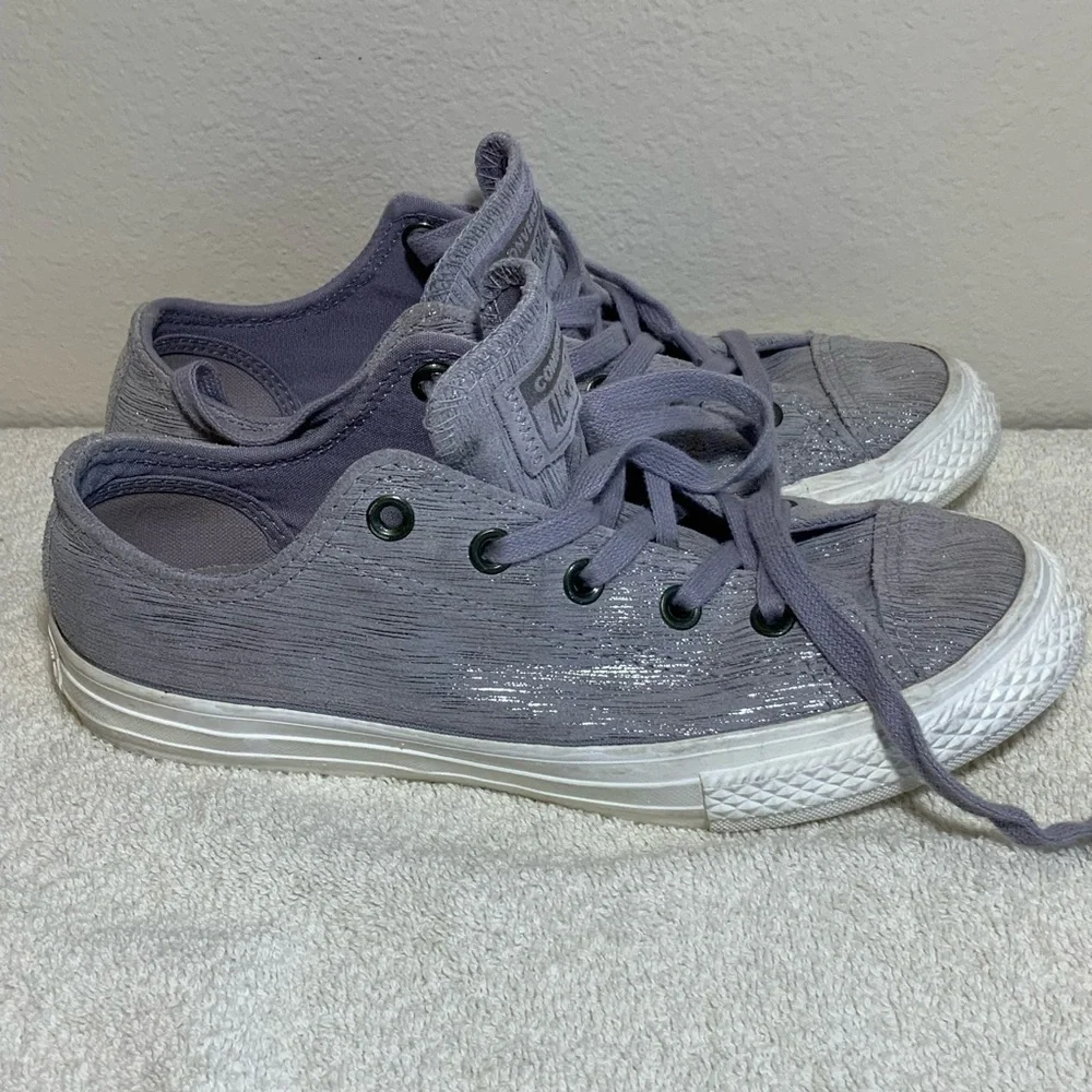 Converse All Star Purple Shimmer Leather Low Top Youth 3